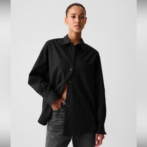 The Big Shirt Gap black oversized style button down shirt TALL medium women’s